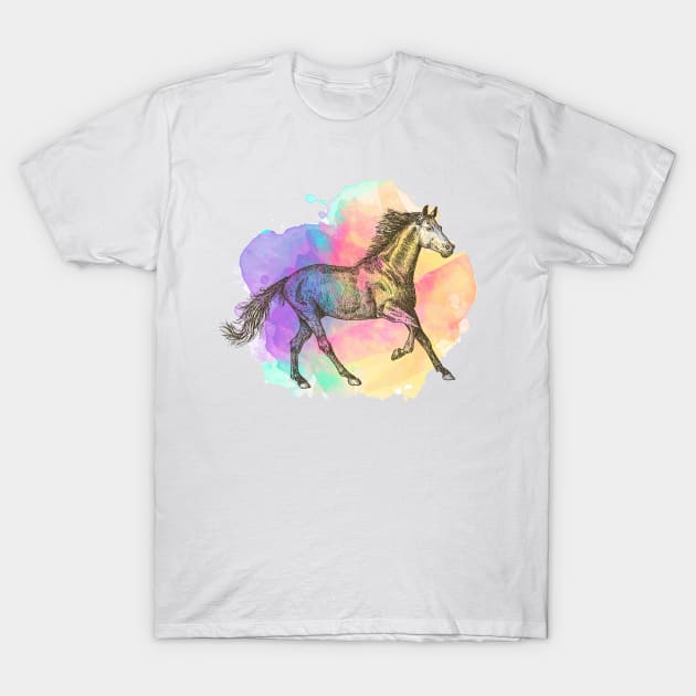 Colorful Horse Gift Horse Lovers Racing Riding T-Shirt by macshoptee